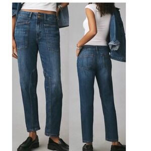 Pilcro and the Letterpress Women’s Straight Leg Jeans in Dark Blue